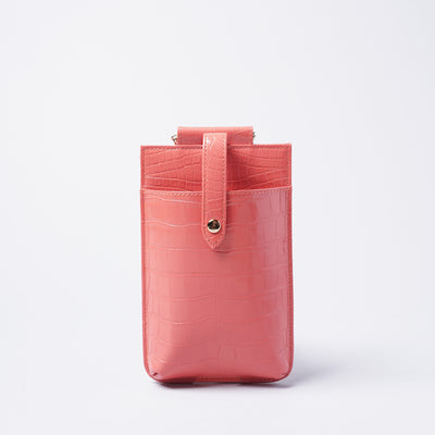 <Nomura Seisakusho> Smartphone Pouch (Croc Embossed) / Salmon Pink