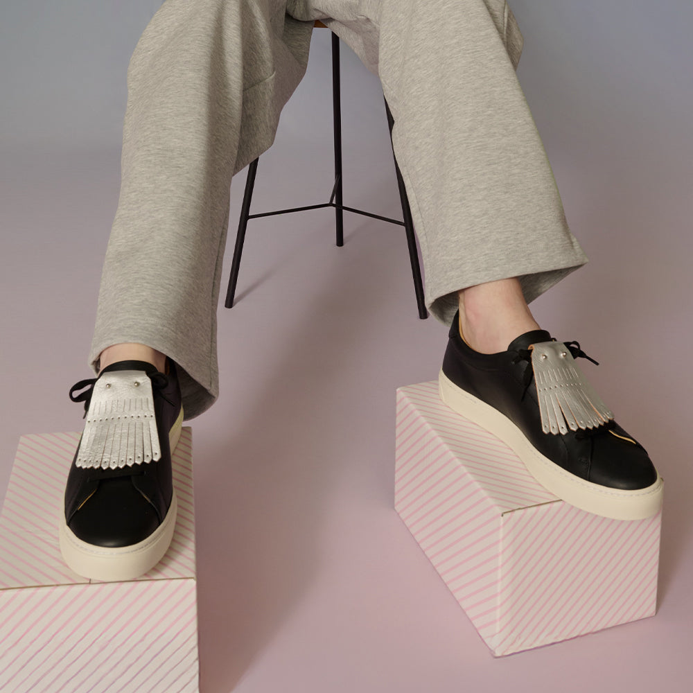 ＜numeri＞Shoe Quilt(Metalic Leather)/銀色