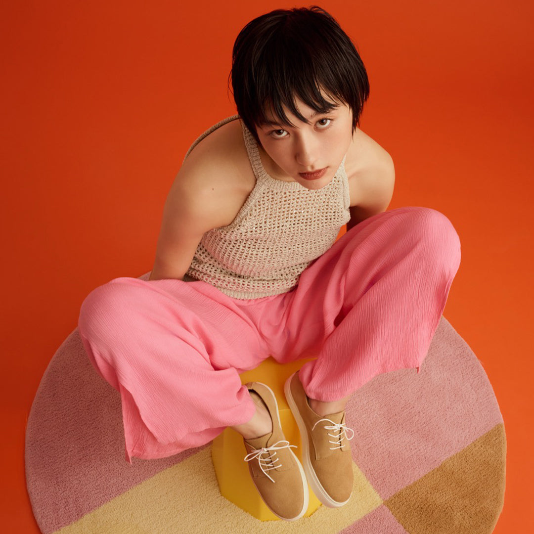 <TOSS> Bath Lace Up Leather Sneaker / Beige