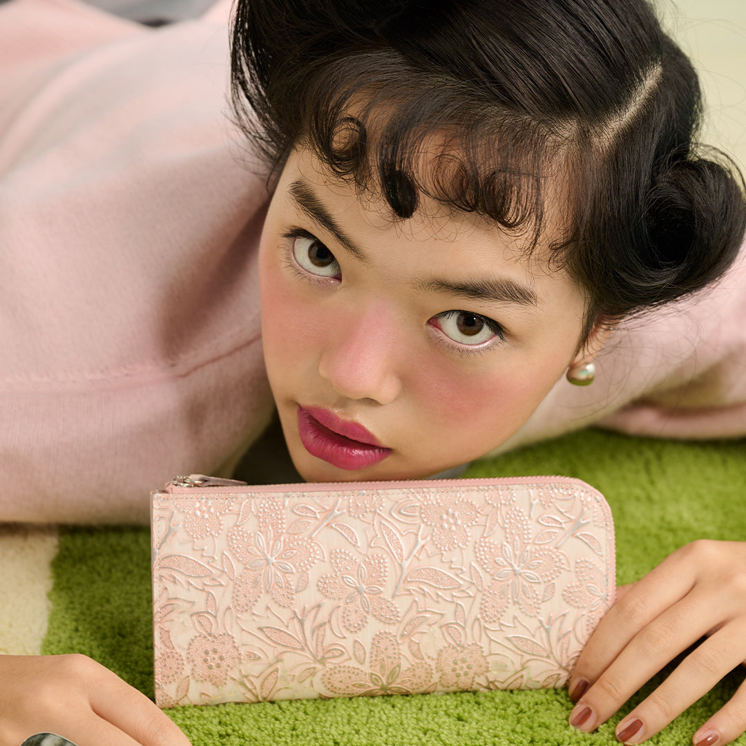 <ARUKAN> Claire L Zip Long Wallet / Pink