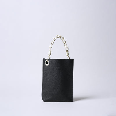 <SENTI FLATTER THE SENSES> Shrink Leather Chain Handle Mini Bag / Black