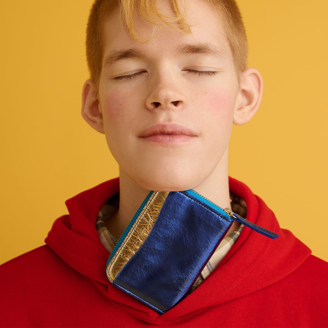 <Coquette> Round Mini Wallet (Shiny) / Blue x Gold