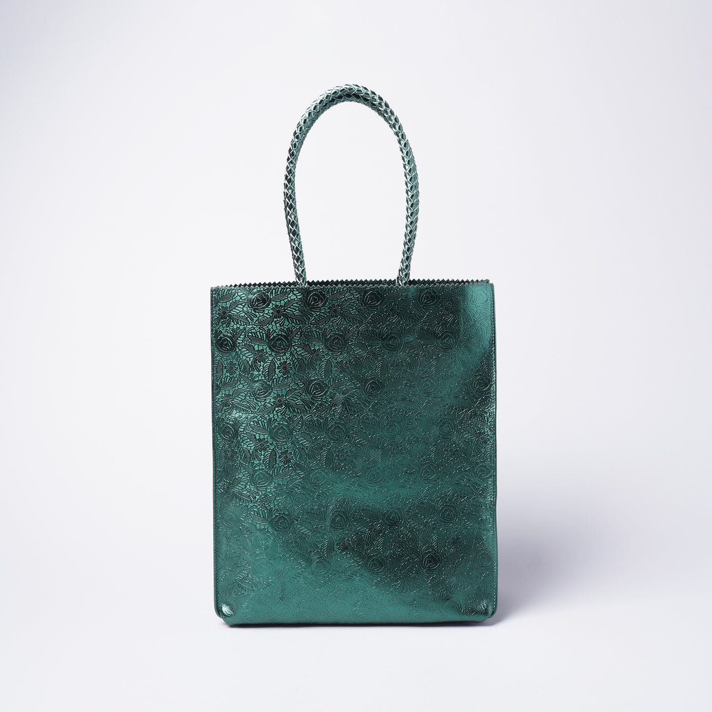 <Coquette> Leather Tote (small floral print) / Green