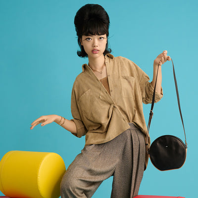 ＜エスティーヌ＞ロジカルシリーズ　レザーショルダーバッグ/ブラック