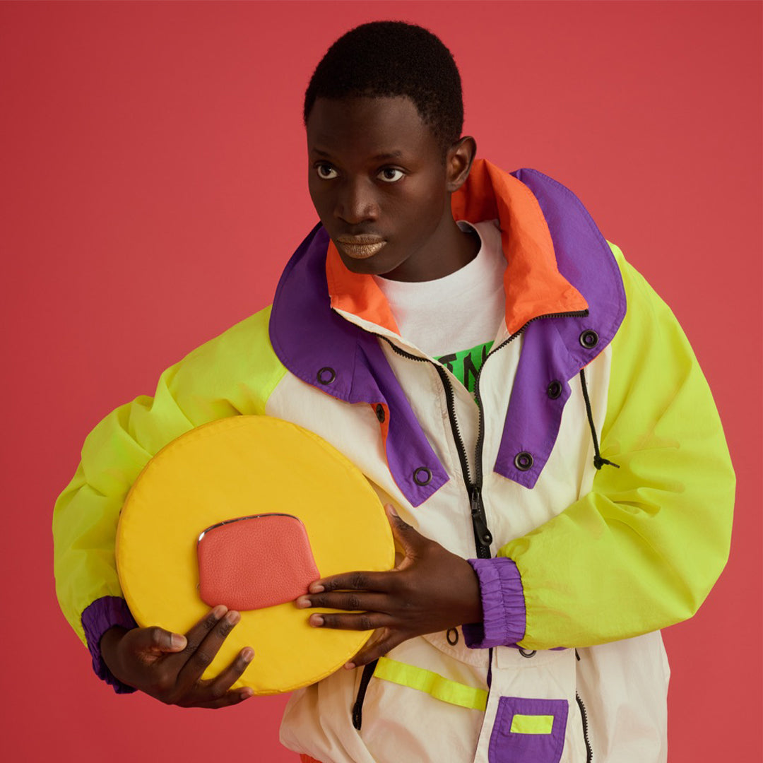 ＜bell la bell＞義大利皮革口金式錢包 L/珊瑚紅