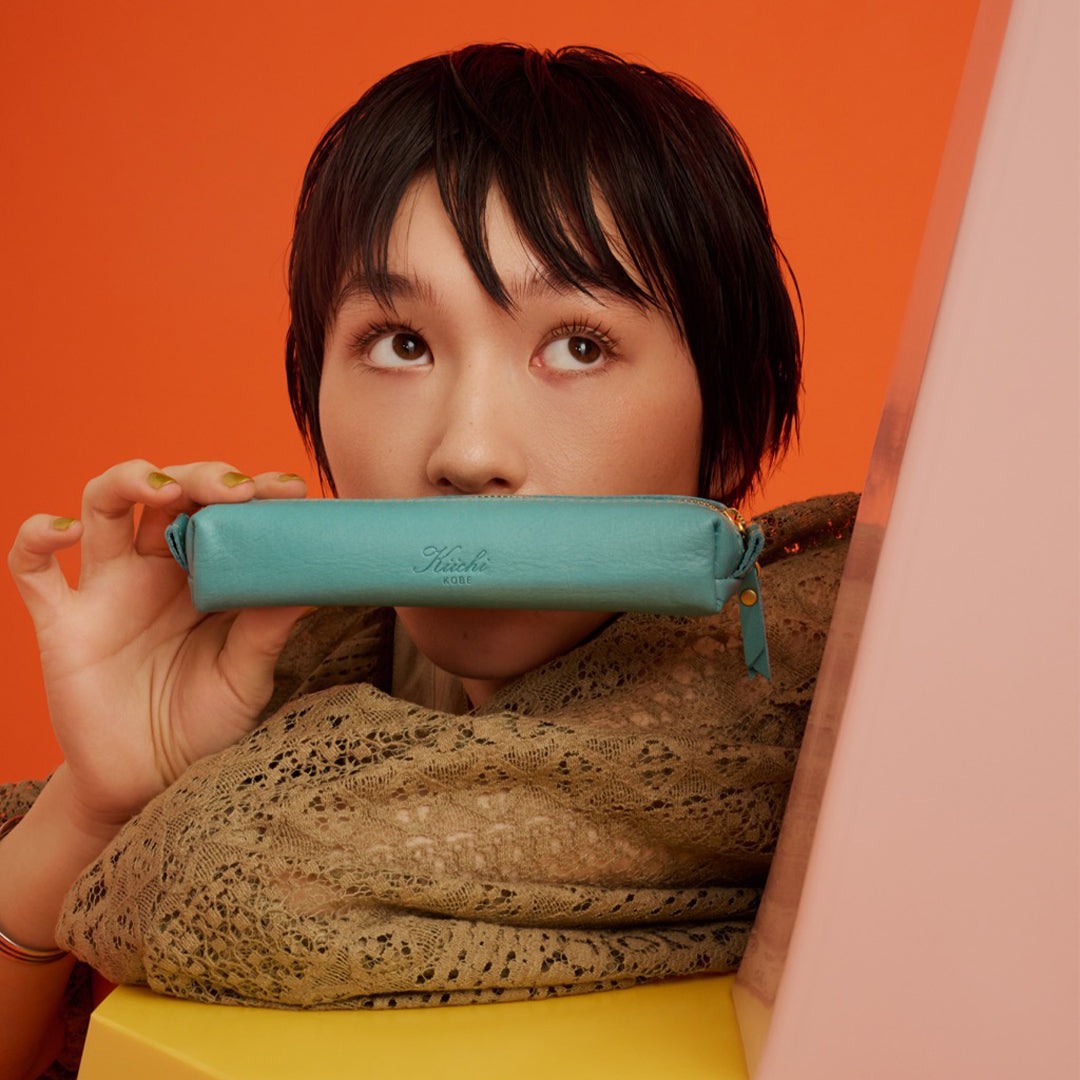 ＜キイチ＞ ペンケース（ファスナー）/ブルー