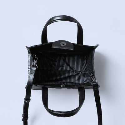 ＜ESTINE＞Noirism系列 兩用型皮革手提包/黑色