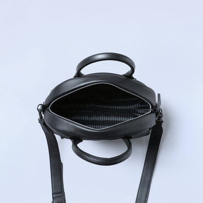 ＜ESTINE＞Minula系列 兩用皮革手提包/黑色