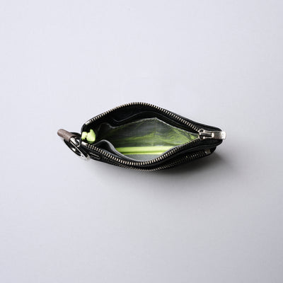 <SENTI FLATTER THE SENSES> Super Lightweight Dyneema Leather Double Zip Pouch / All Black