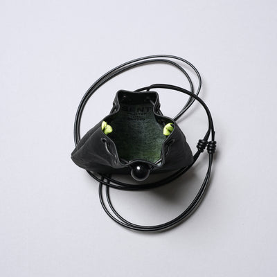 超輕量Dyneema皮革 抽繩束口包SS/黑色X駱駝色