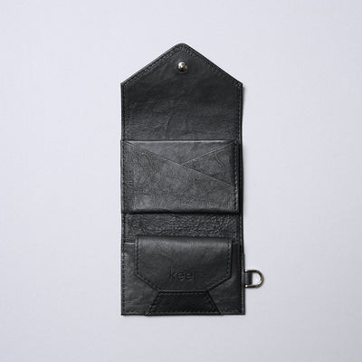<SENTI FLATTER THE SENSES> Super Lightweight Dyneema Leather Tri-Fold Wallet x Keel Collab / Black