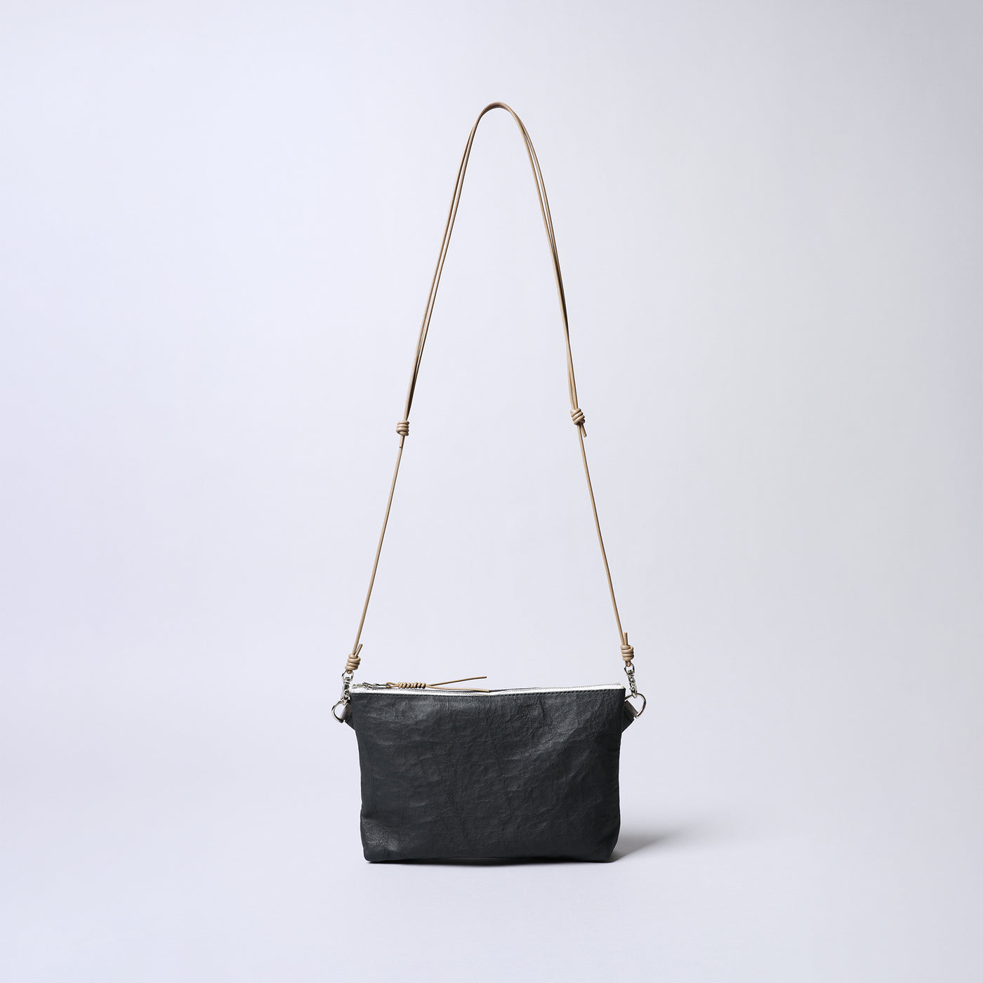 超輕量Dyneema皮革 兩用型隨身包/黑色X駱駝色