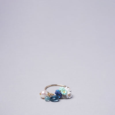 <Selieu> teema special order Akoya pearl Megu Ring C / white, pastel green and blue