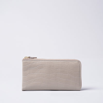 <Nomura Seisakusho> L Zipper Long Wallet (Crocodile Embossed)  / Taupe