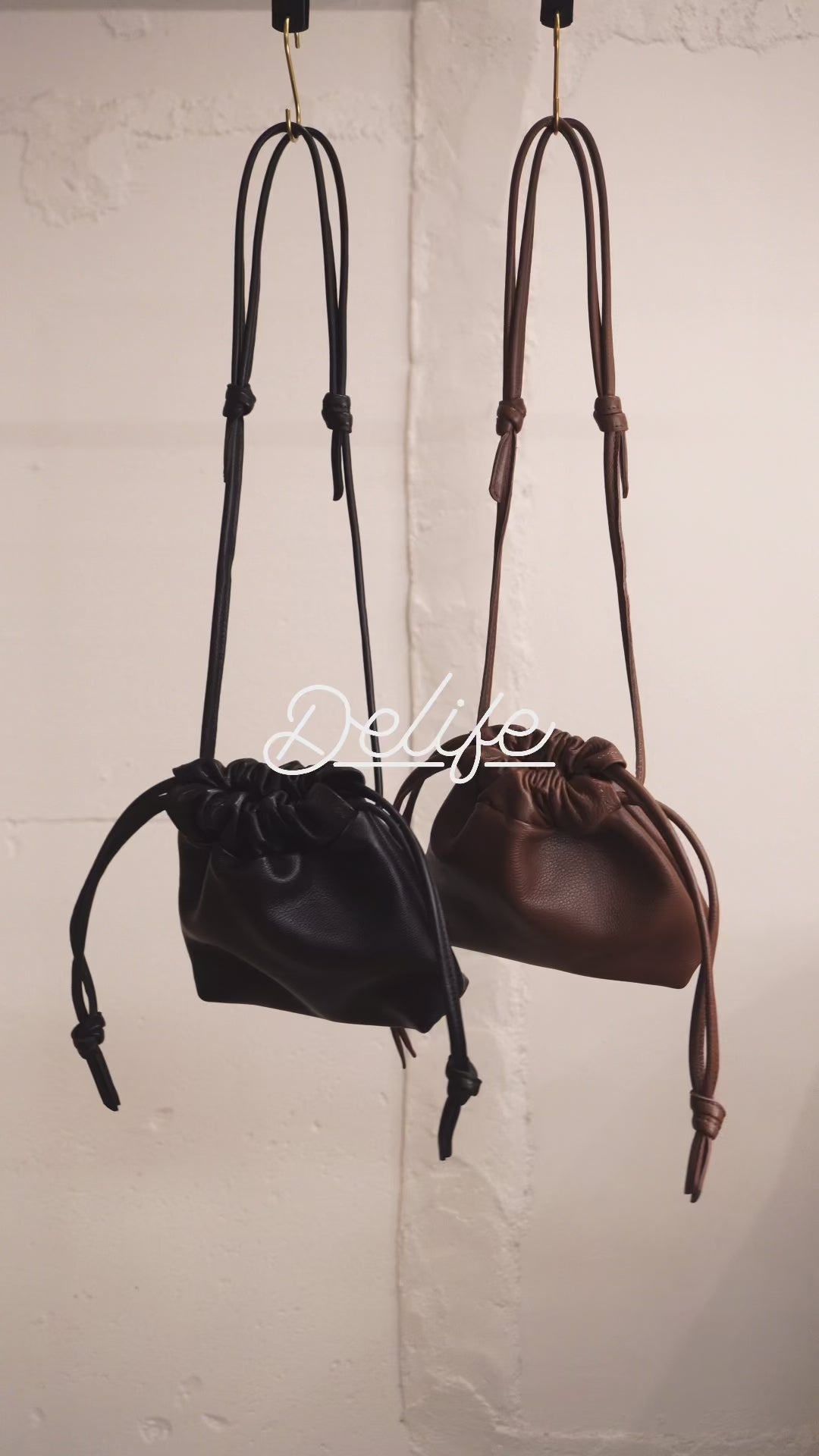 ＜DELIFE＞Drawstring bag/棕色