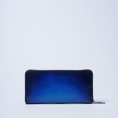 ＜yuhaku＞拉鍊長夾/藍色