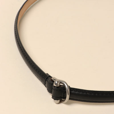 <Annak> Narrow free belt with hook buckle / brown